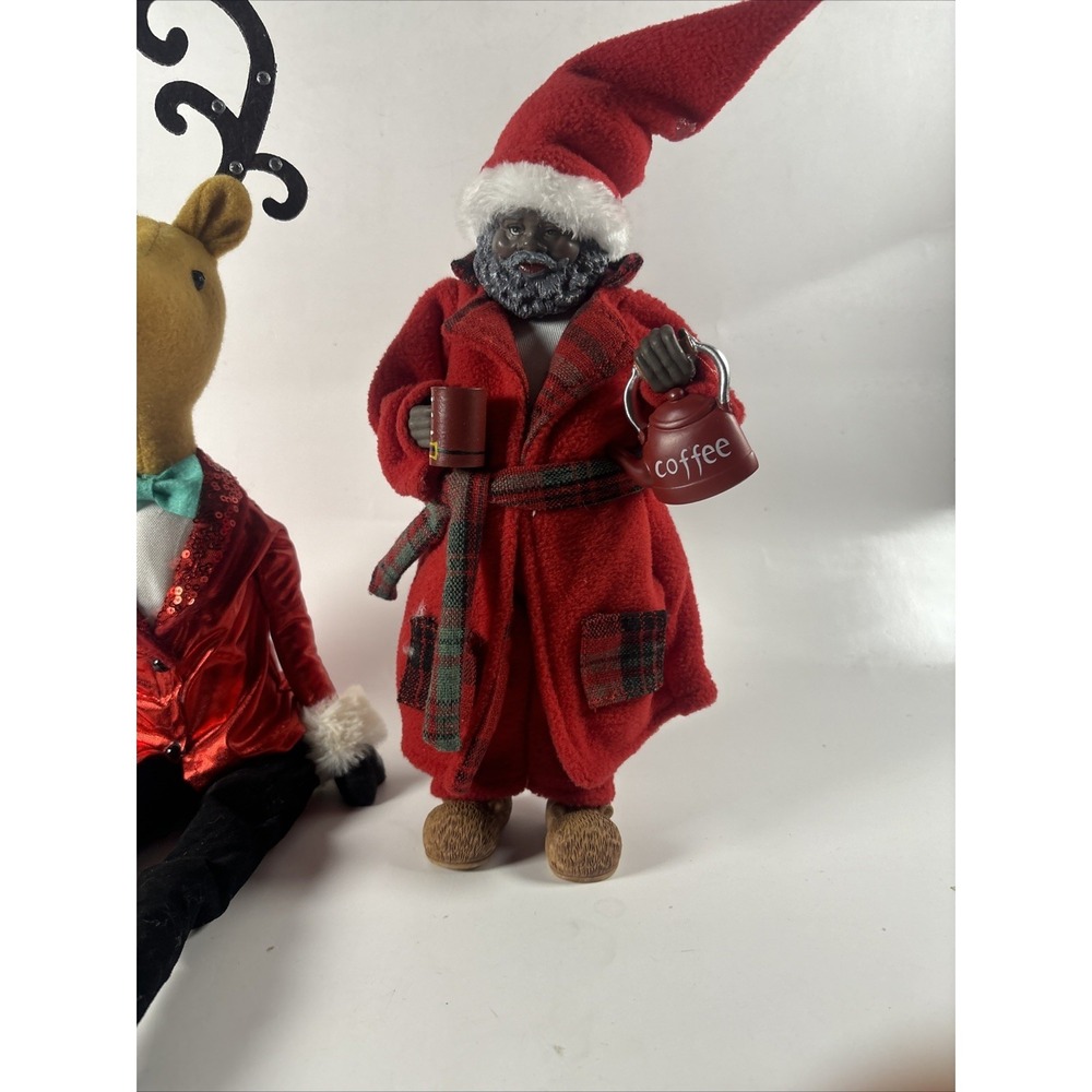 Christmas Shelf Sitter Reindeer & Santa Figurines Holiday Decor Plush Lot - Picture 4 of 11